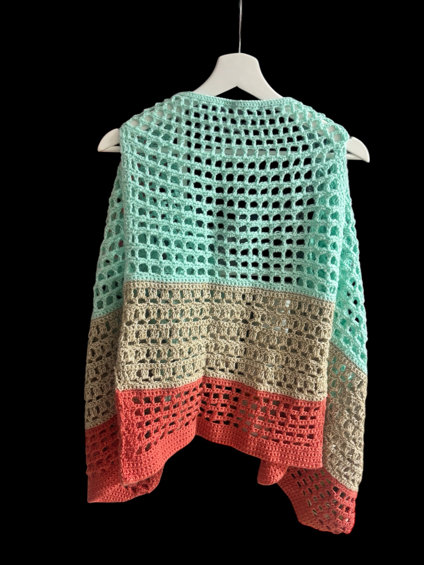 Chaleco Largo Crochet Tricolor