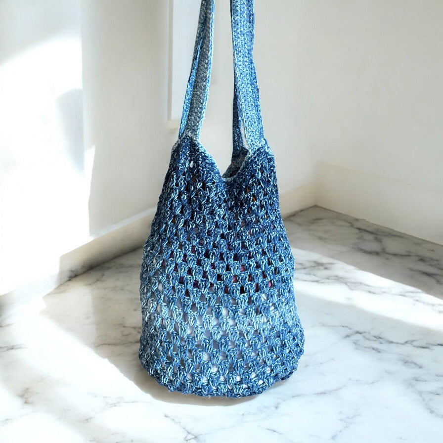 BOLSO TEJIDO ESTILO PUNTADA GRANNY HECHO A MANO