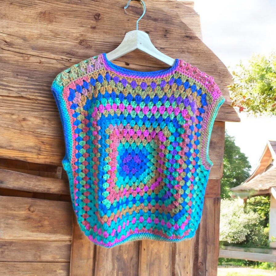 Chaleco Crochet Granny Square Multicolor