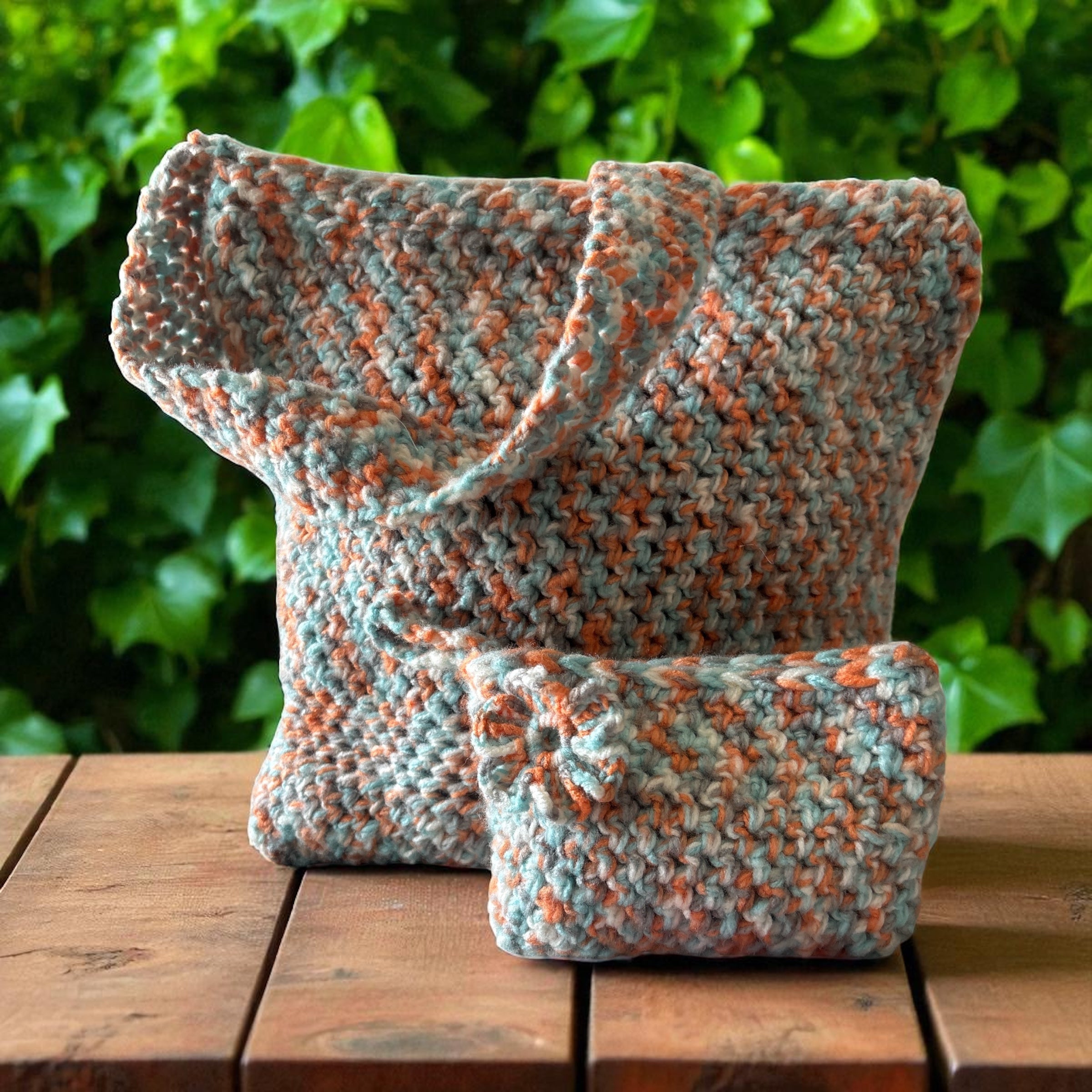 BOLSO TEJDO A CROCHET ESTILO BANDOLERA CON MONEDERO