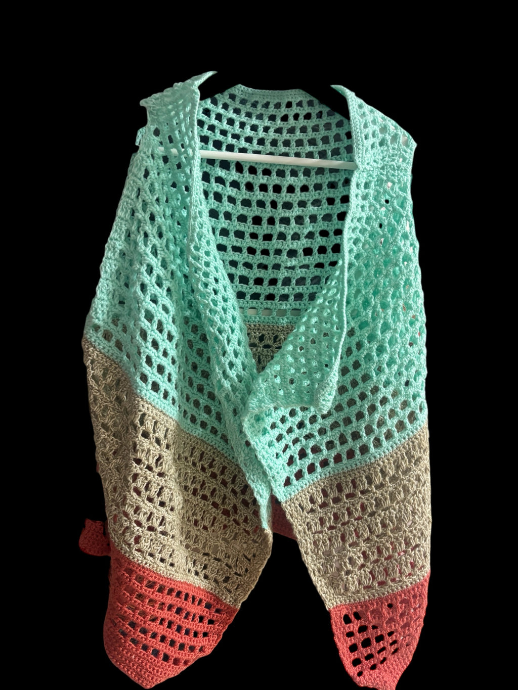 Chaleco Largo Crochet Tricolor