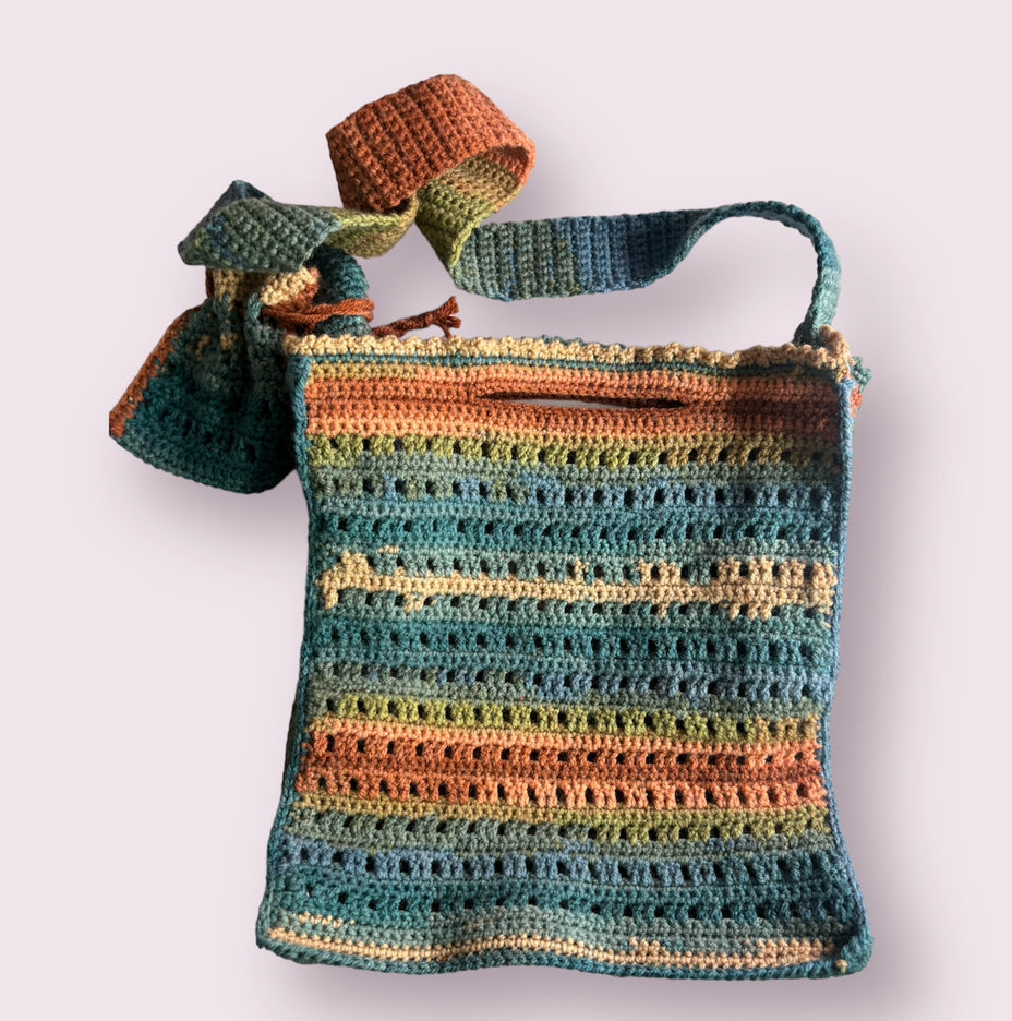 BOLSO TEJIDO A CROCHET COLORES TIERRA