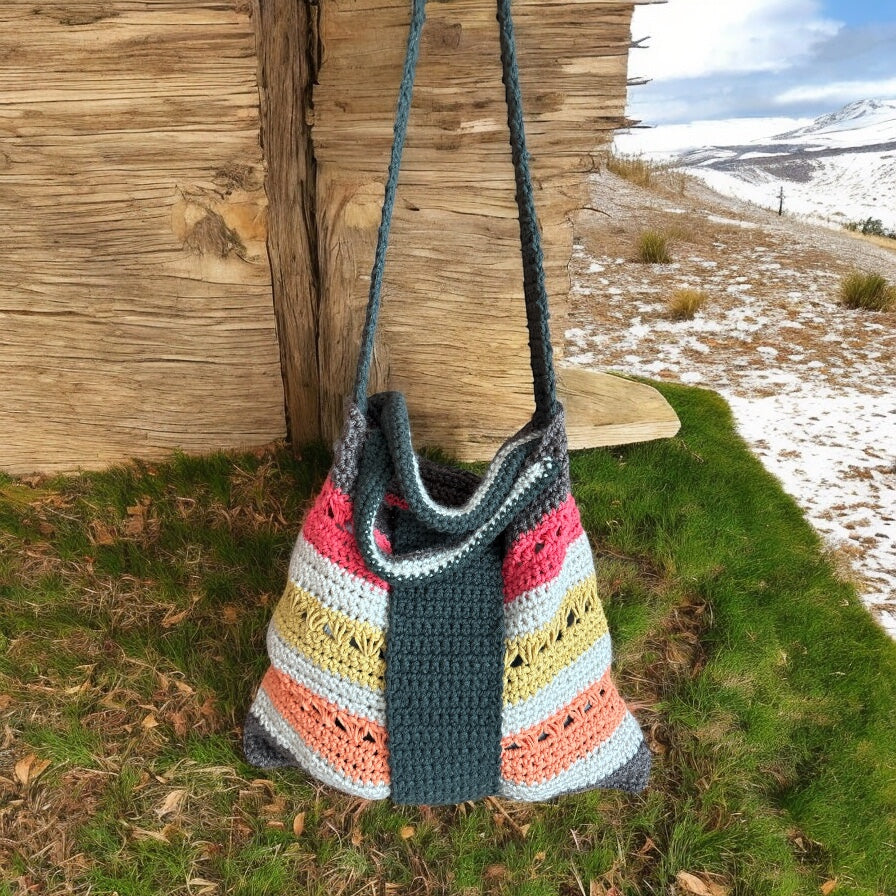 BOLSO TEJIDO A CROCHET DOBLE ASA