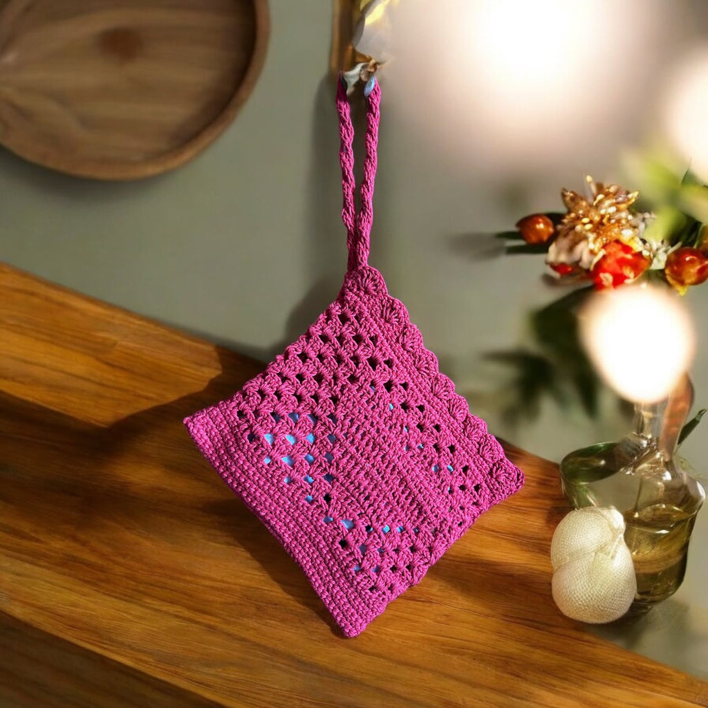 Bolso Crochet Rojo Asa Trenzada