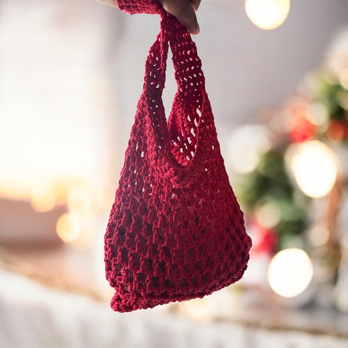 BOLSO CALADO TEJIDO A CROCHET ROJO