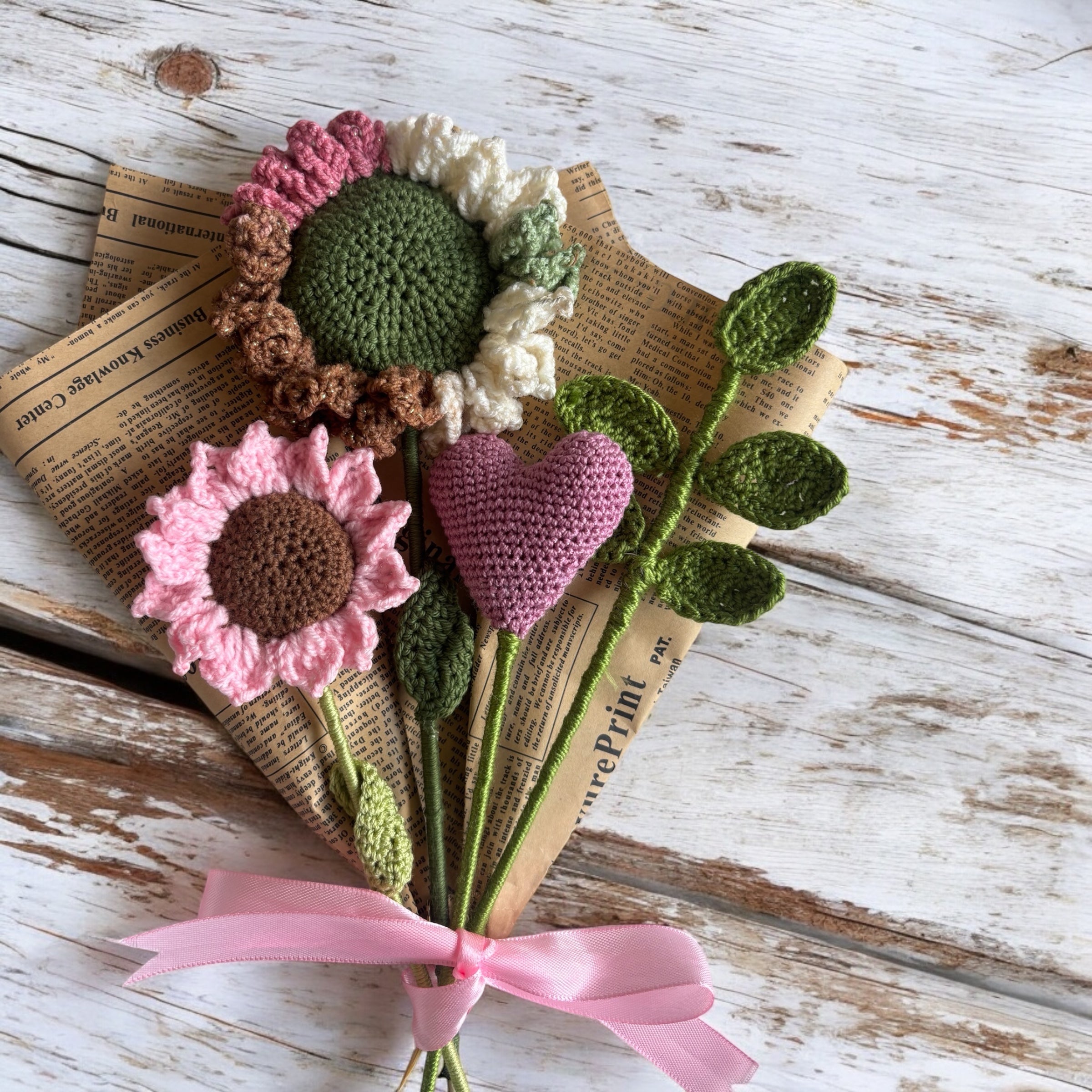 Ramo de Flores de Crochet Hecho a Mano