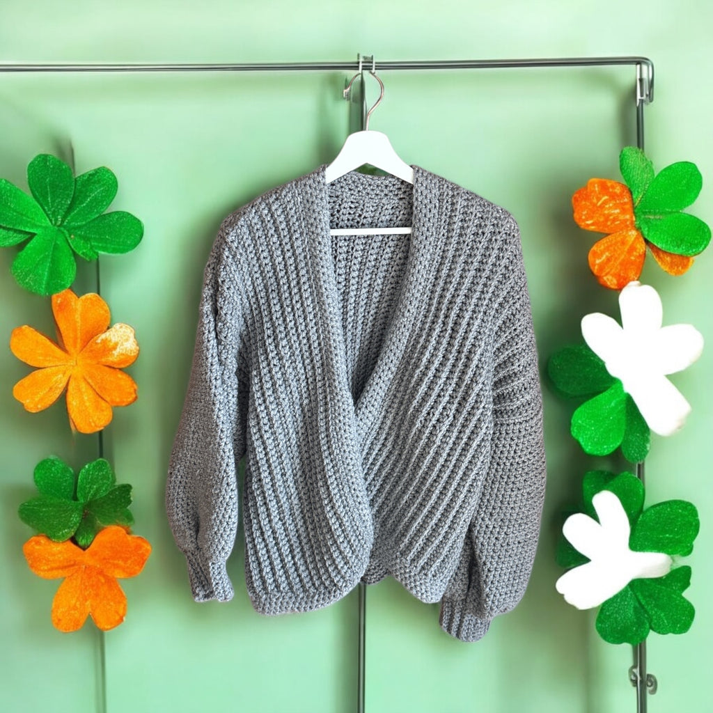 Chaqueta Crochet Kimono Gris