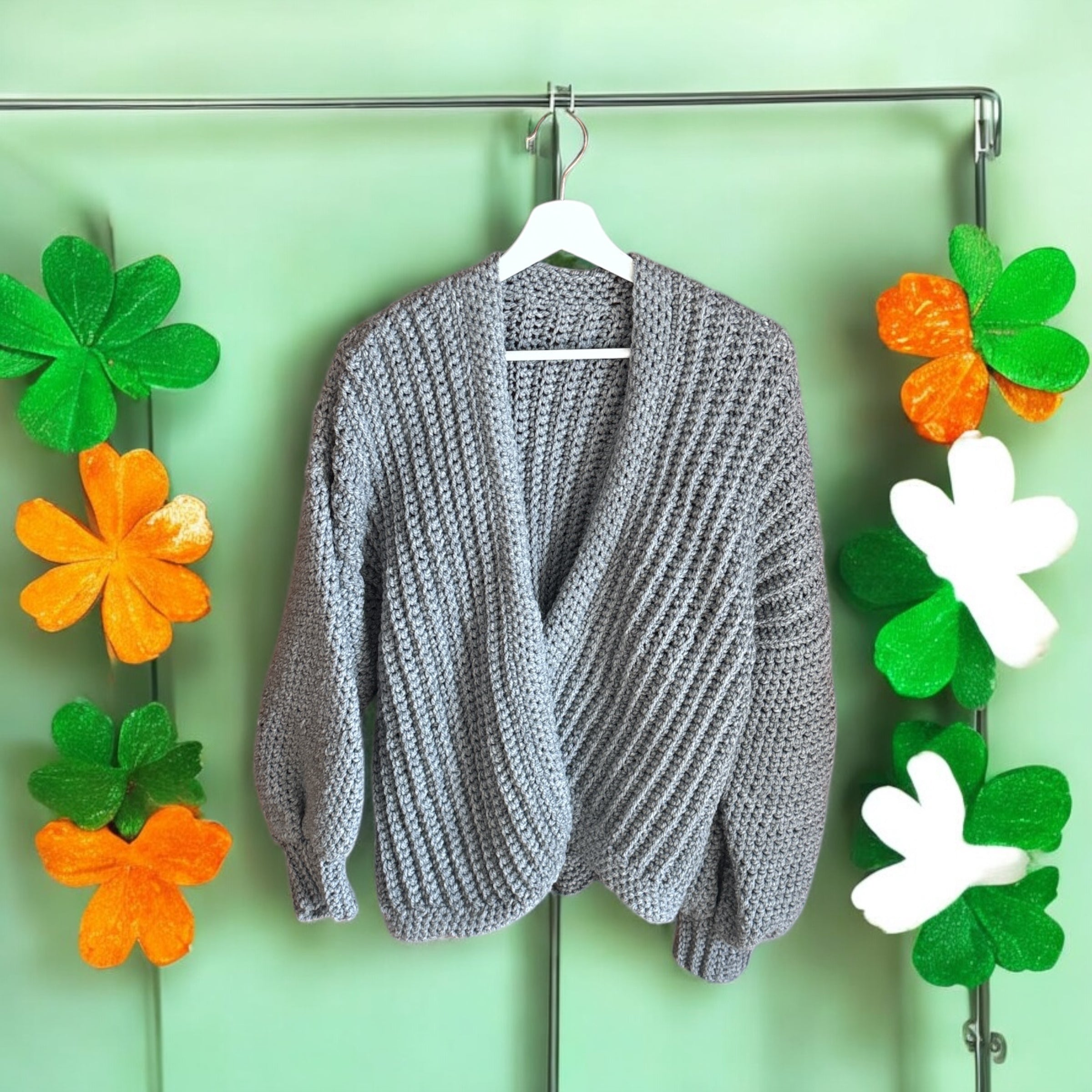 Chaqueta Crochet Kimono Gris