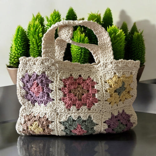 Bolso Crochet Granny Square Multicolor Pastel