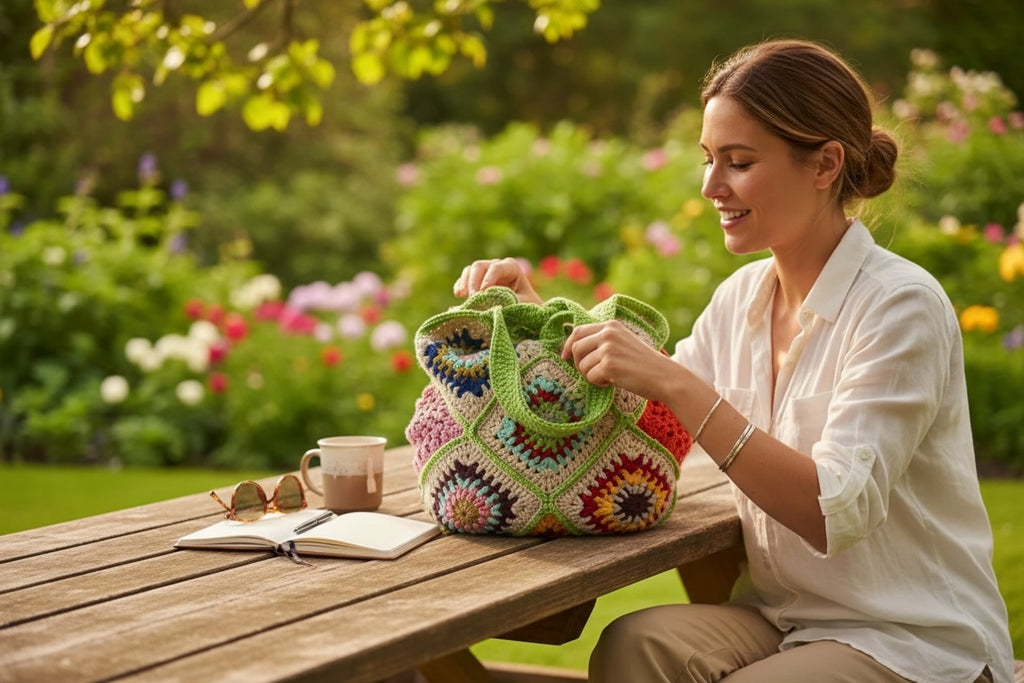 BOLSO DISEÑO GRANNY HECHO A MANO