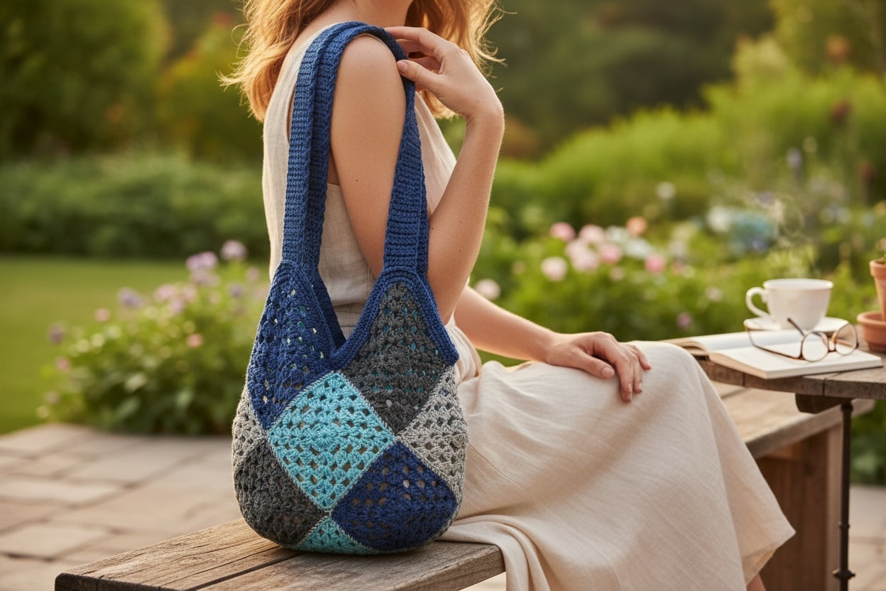 BOLSO DISEÑO GRANNY HECHO A MANO