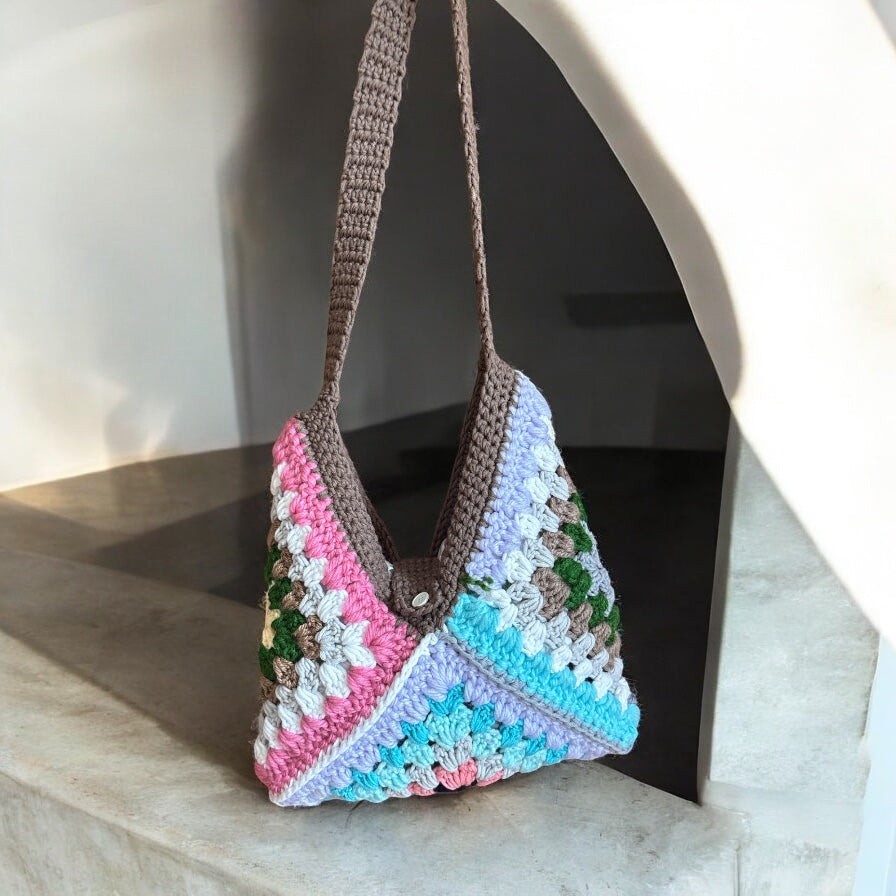 BOLSO DISEÑO GRANNY TEJIDO A CROCHET