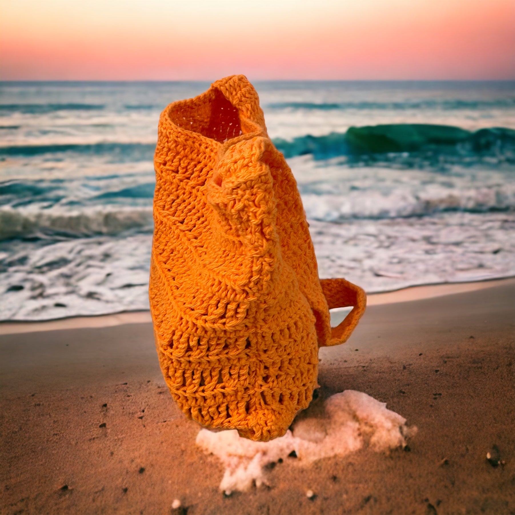 BOLSO TEJIDO A CROCHET COLOR NARANJA