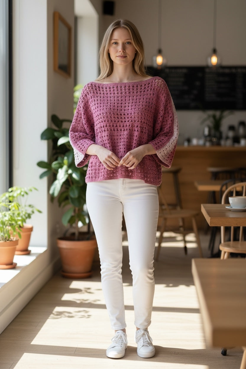 Jersey Crochet Calado Bicolor Boho