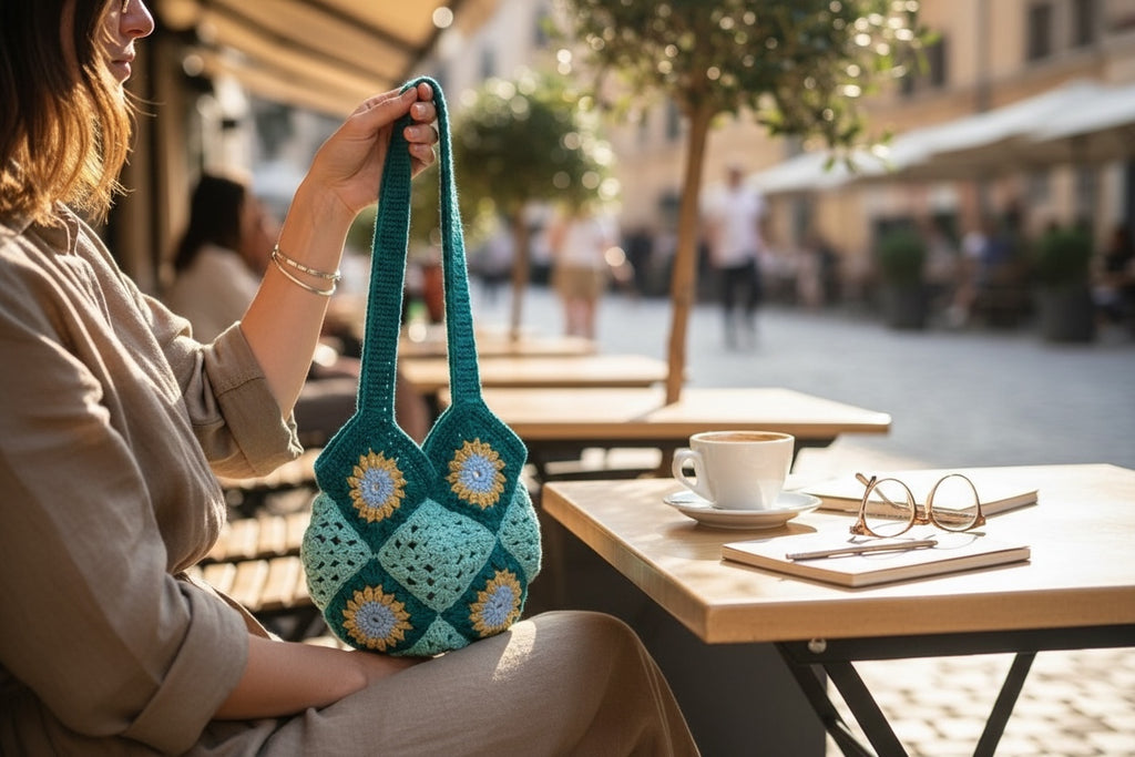 BOLSO DISEÑO GRANNY HECHO A MANO