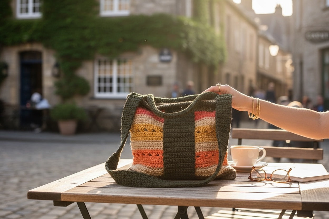 BOLSO TEJIDO A CROCHET DOBLE ASA