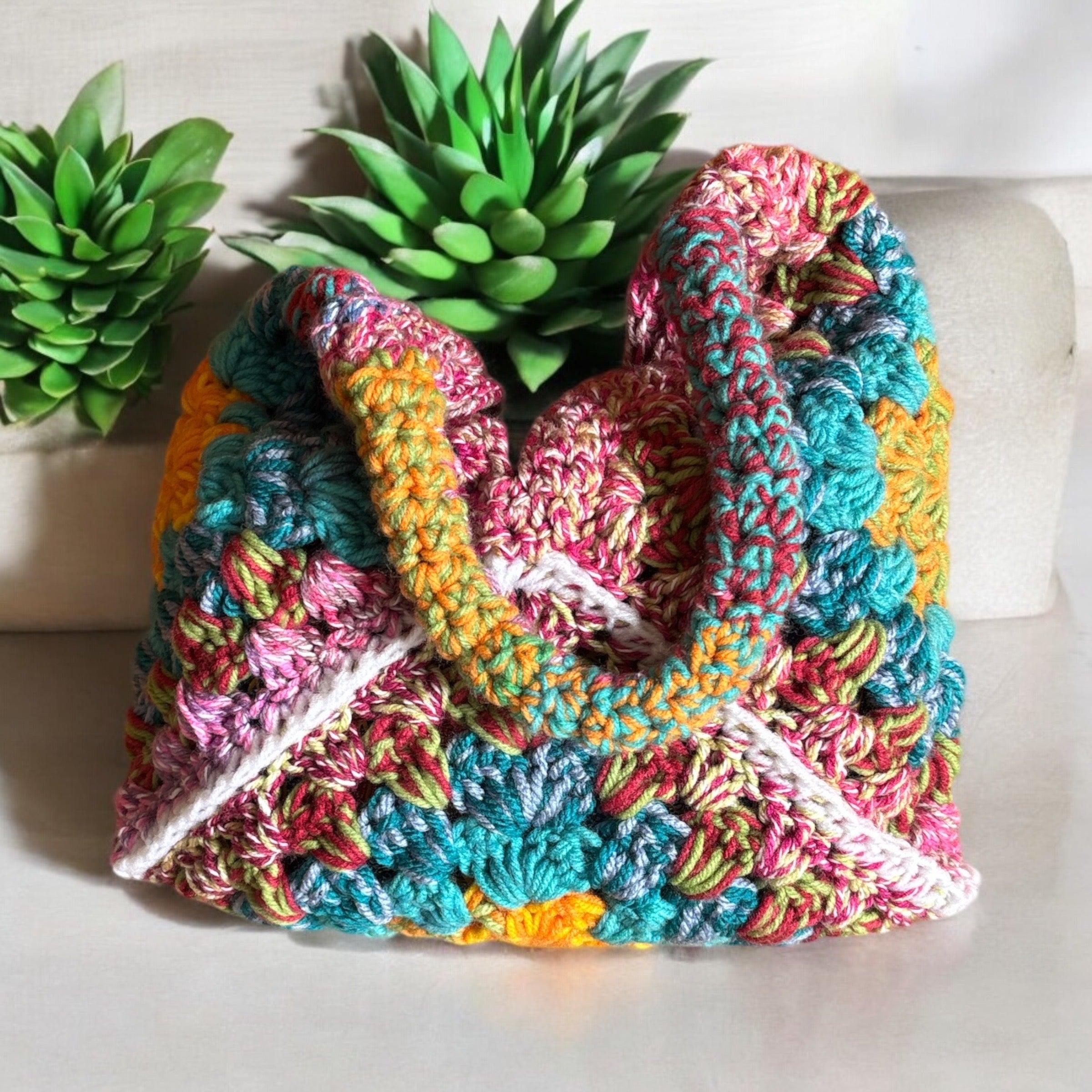 BOLSO DISEÑO GRANNY TEJIDO A CROCHET