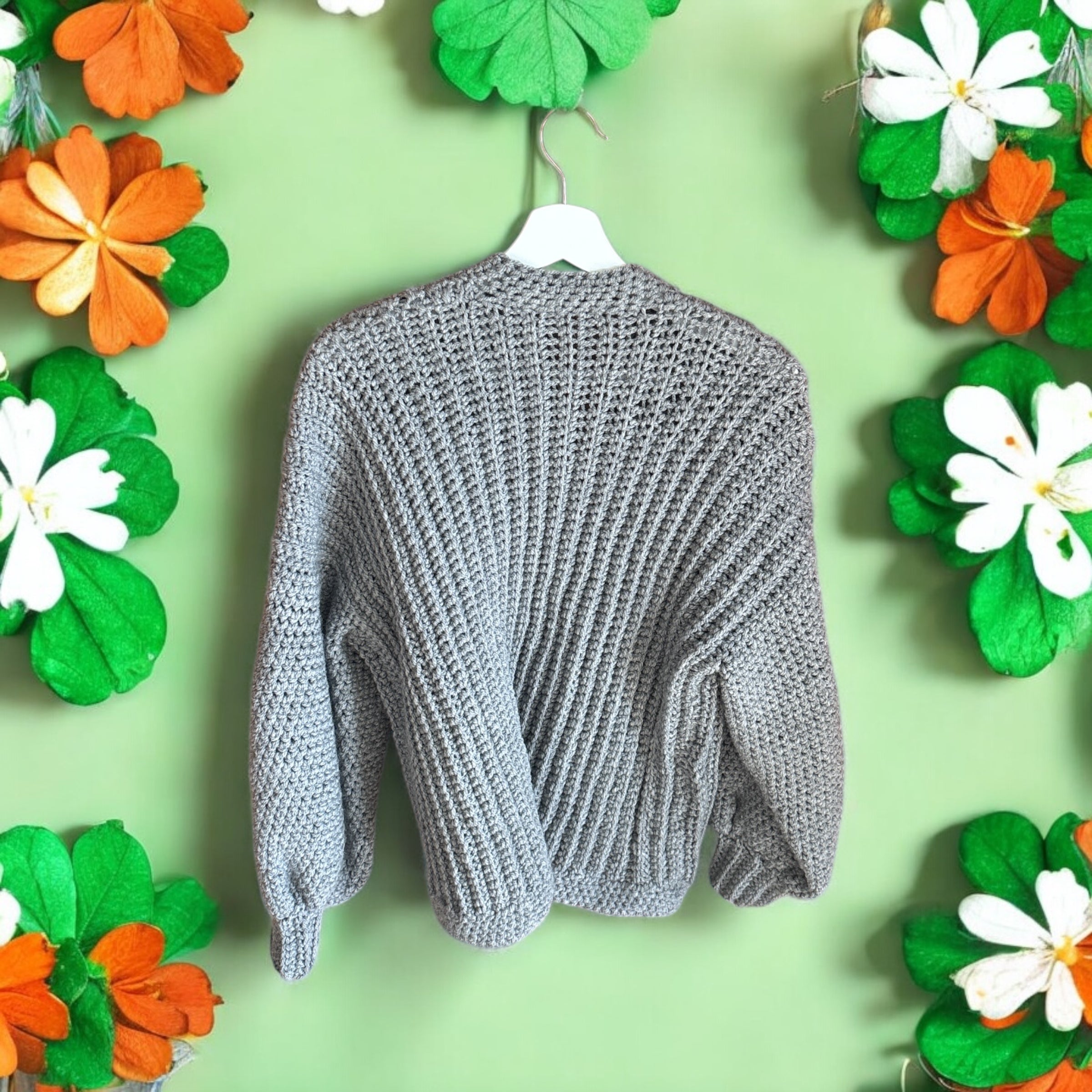 Chaqueta Crochet Kimono Gris
