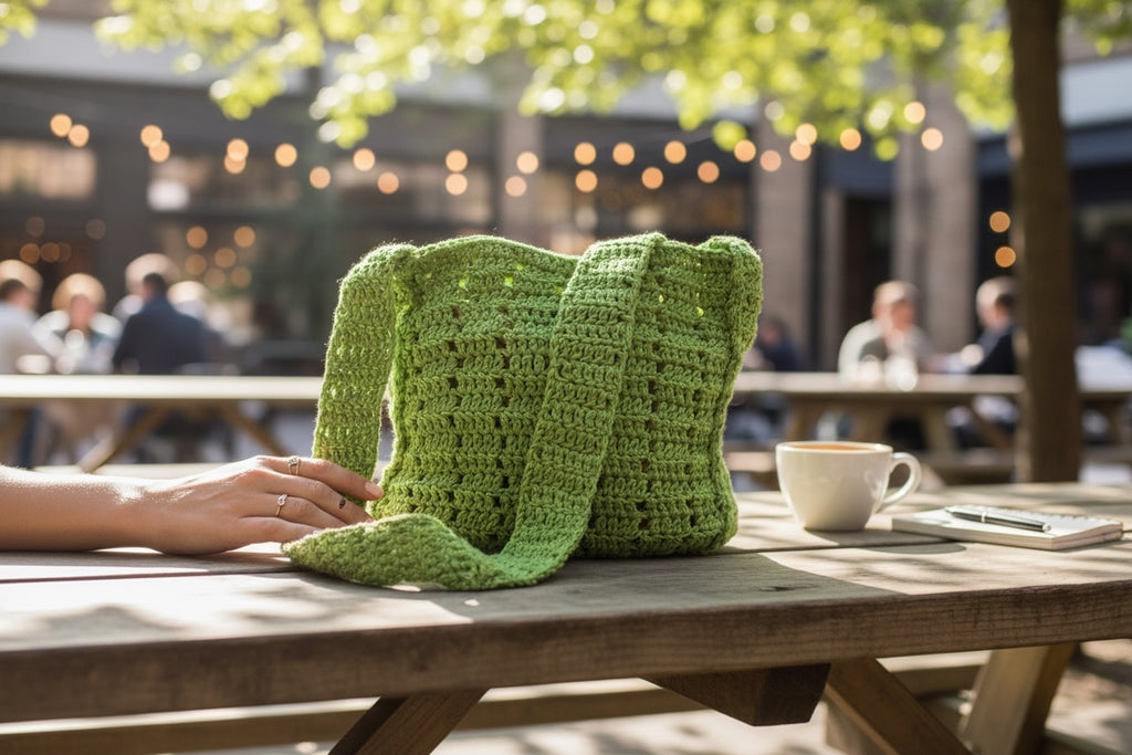 BOLSO TEJIDO A CROCHET VERDE