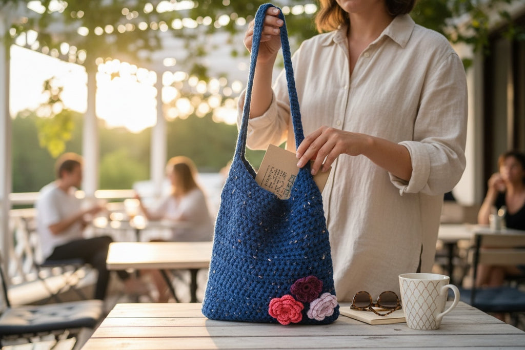 BOLSO BANDOLERA MEDIANA TEJIDA A CROCHET