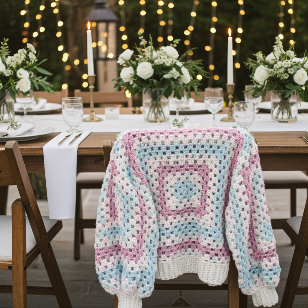 Suéter Crochet Granny Square Pastel