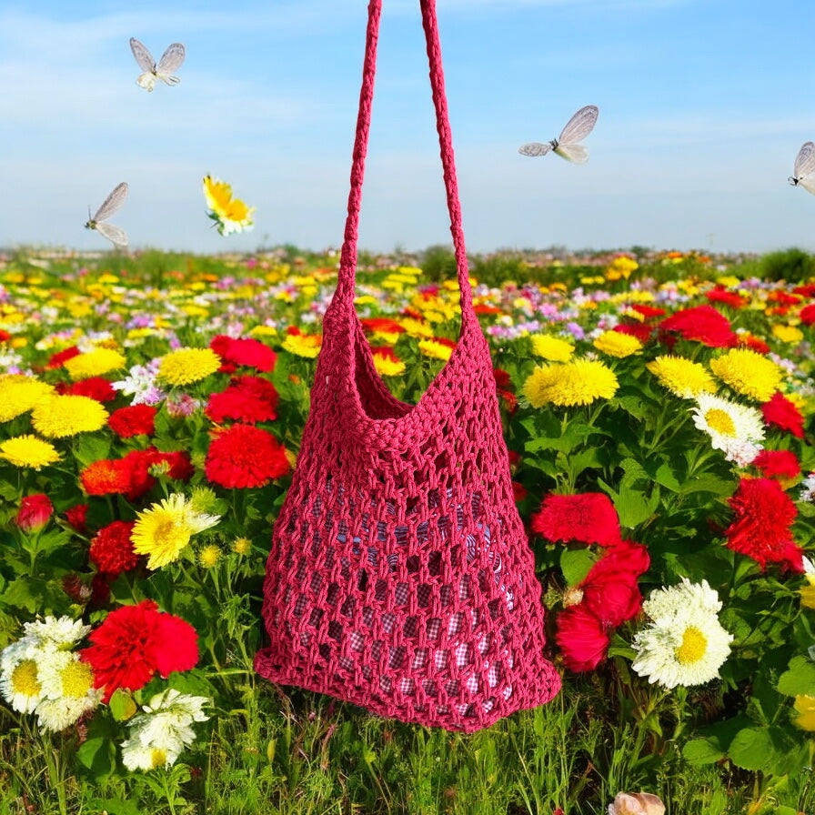 BOLSO CALADO TEJIDO A CROCHET ROJO