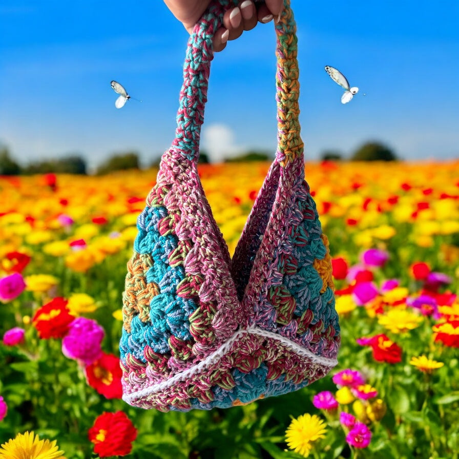BOLSO DISEÑO GRANNY TEJIDO A CROCHET