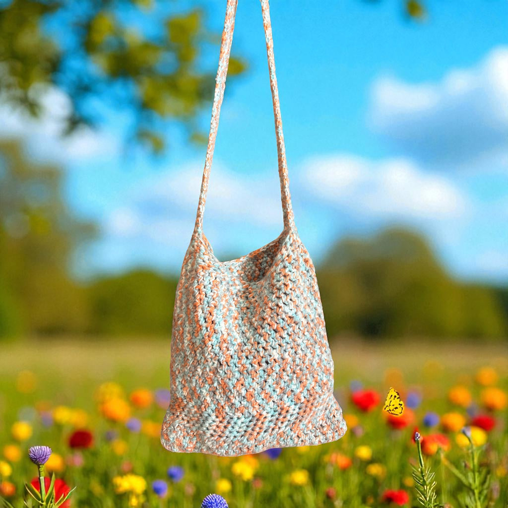 BOLSO TEJDO A CROCHET ESTILO BANDOLERA CON MONEDERO