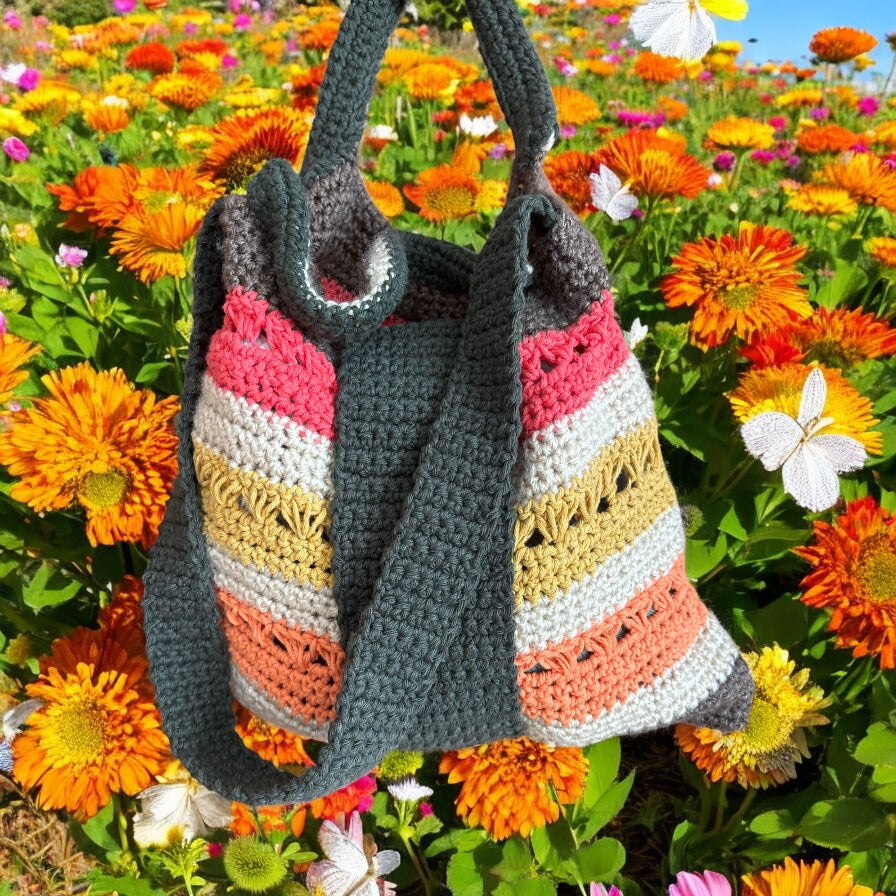 BOLSO TEJIDO A CROCHET DOBLE ASA