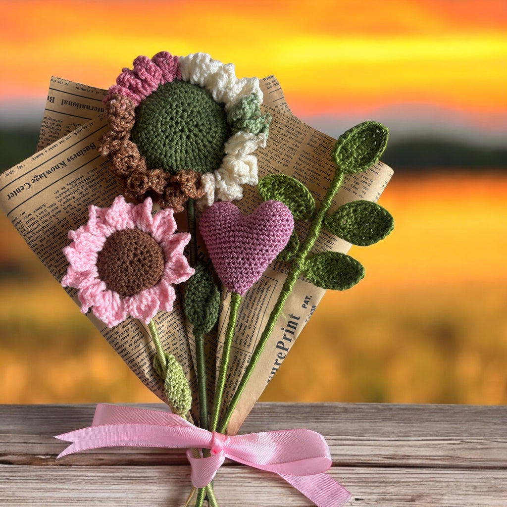Ramo de Flores de Crochet Hecho a Mano