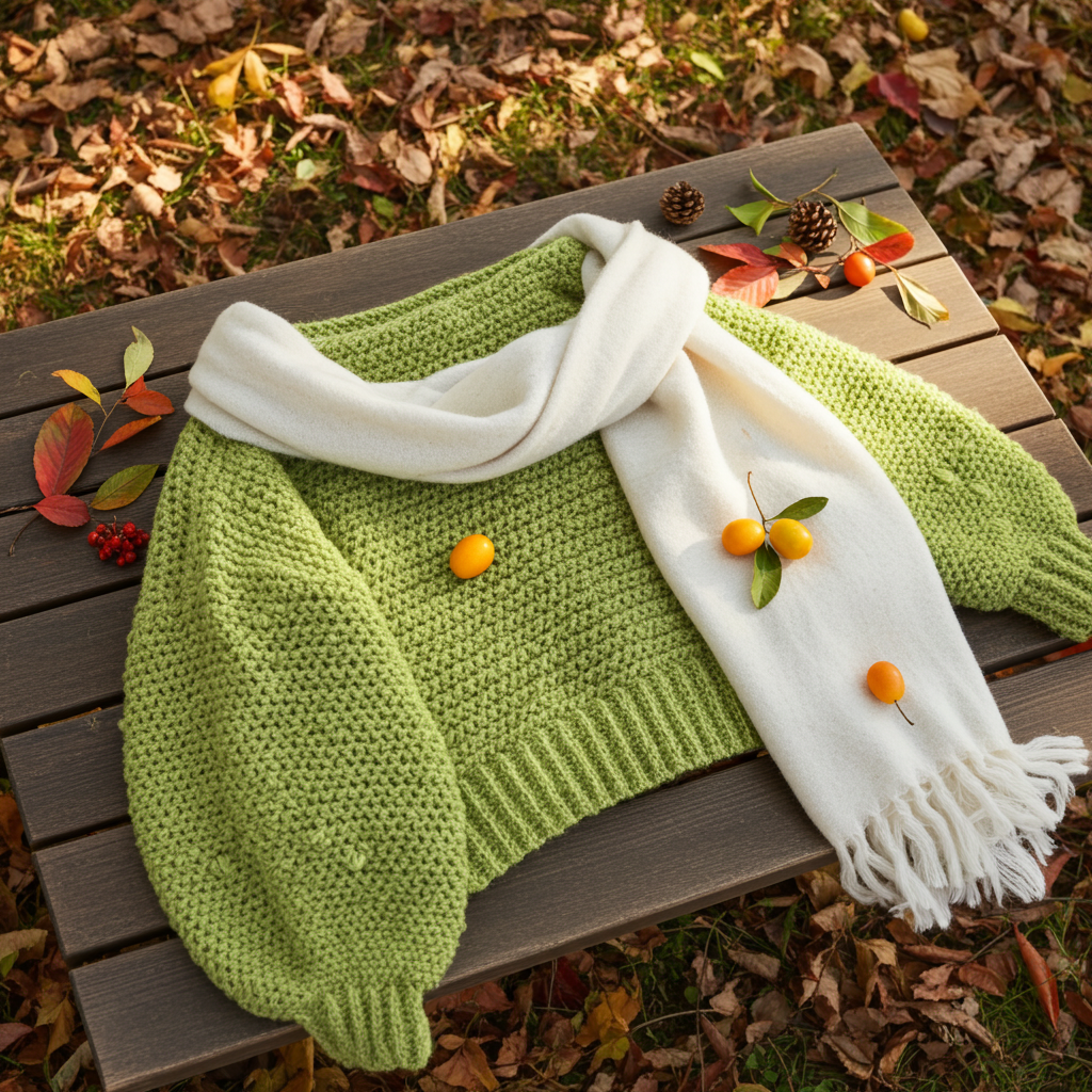 Jersey Crochet Cropped Verde Oliva