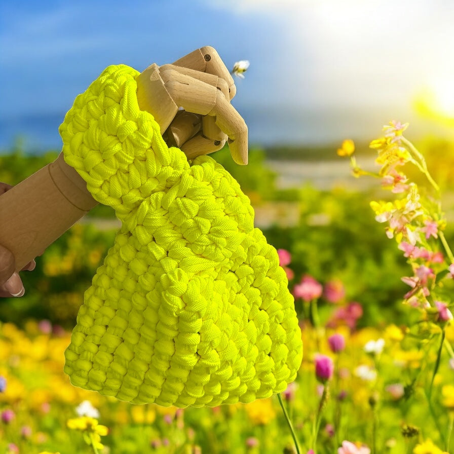 Bolso Mano Crochet Verde Lima Estilo Nudo