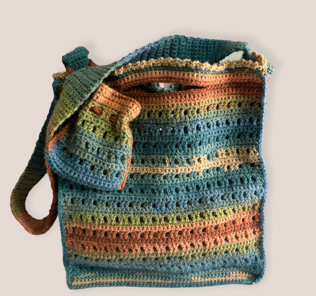 BOLSO TEJIDO A CROCHET COLORES TIERRA