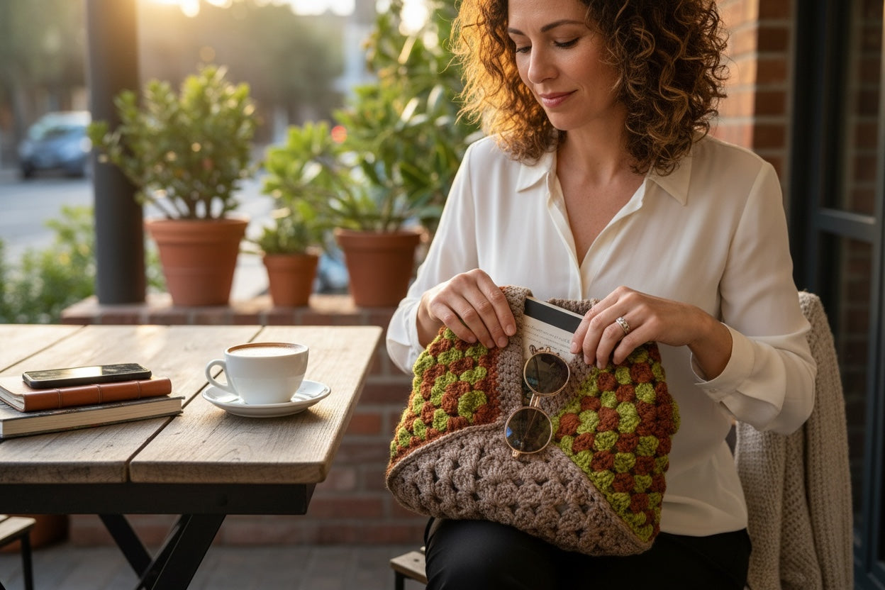 BOLSO DISEÑO GRANNY TEJIDO A CROCHET