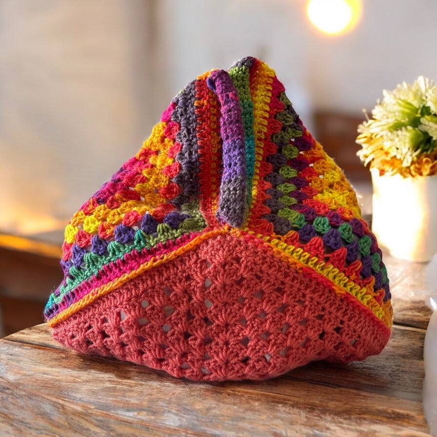 BOLSO DISEÑO GRANNY TEJIDO A CROCHET