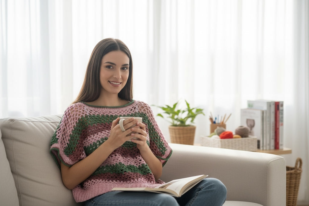 Top Crochet Granny Tricolor Boho