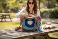 Bolso Cruzado Crochet Circular Turquesa y Marrón