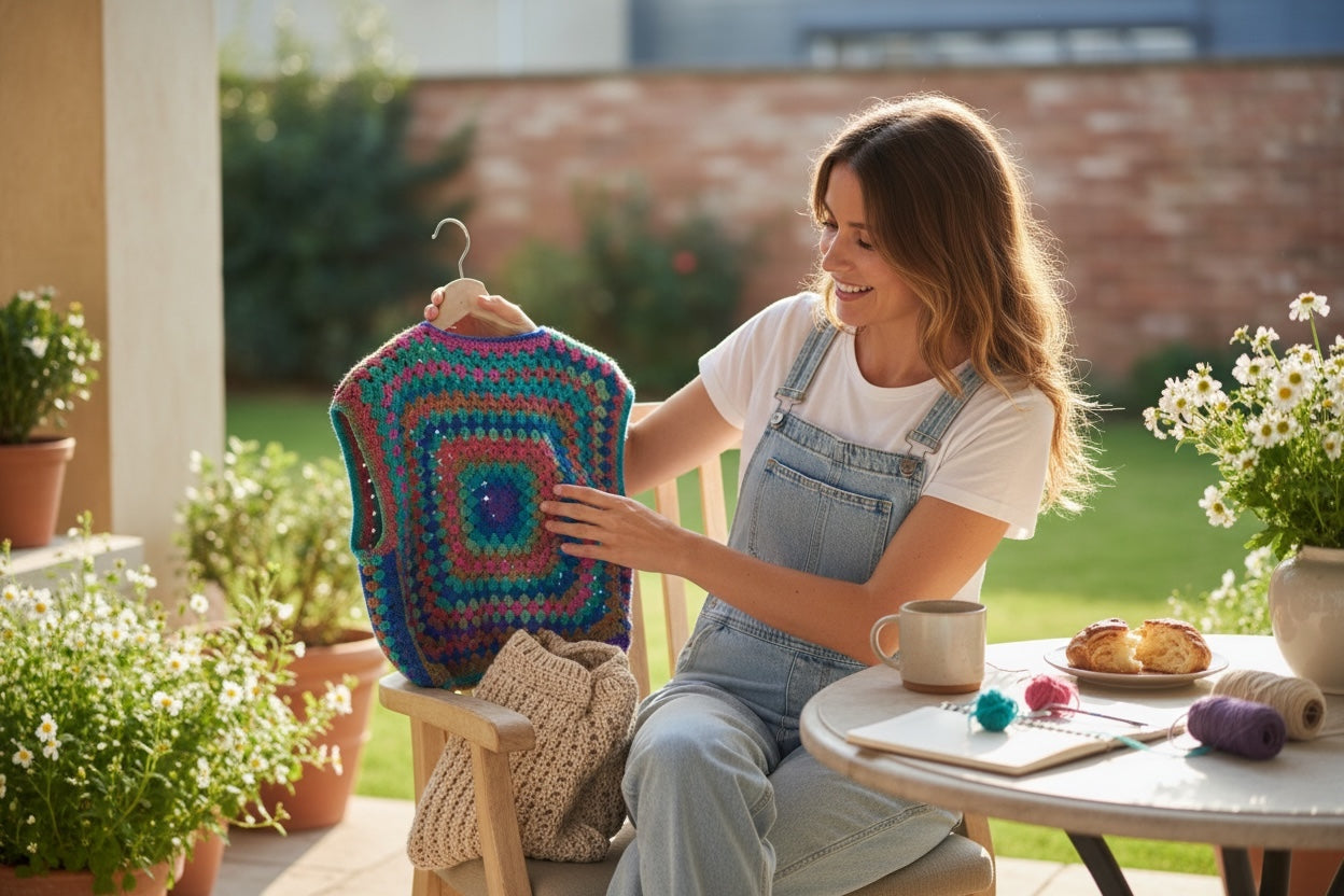 Chaleco Crochet Granny Square Multicolor