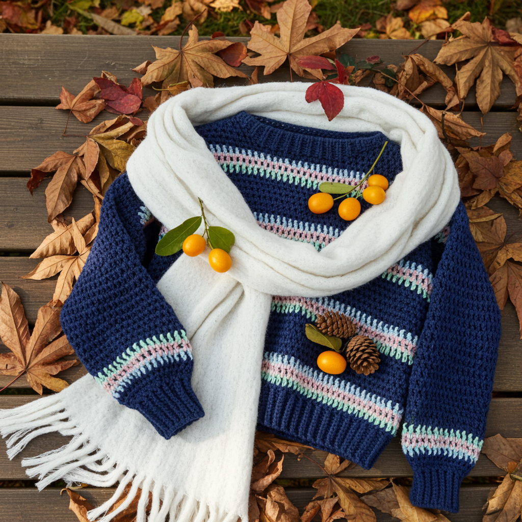 Suéter Crochet Cropped Rayas Multicolor