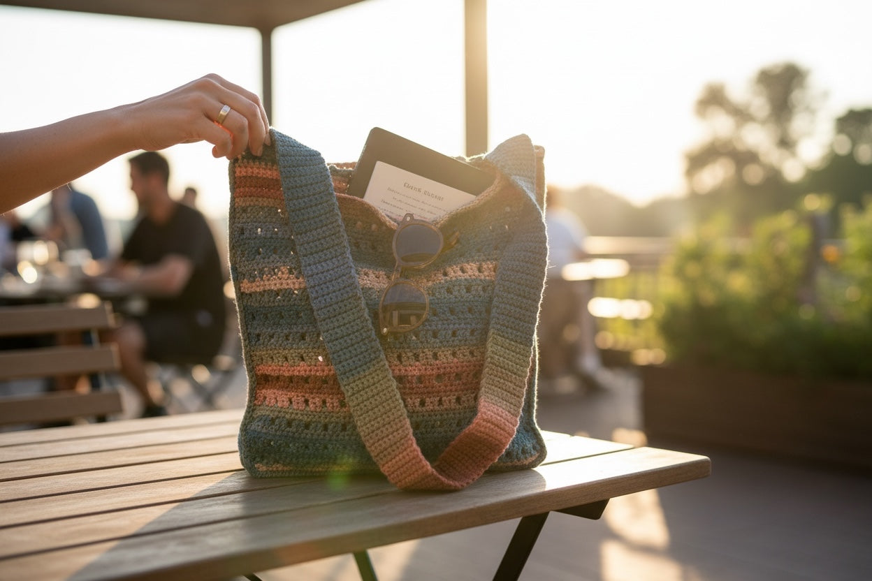 BOLSO TEJIDO A CROCHET COLORES TIERRA