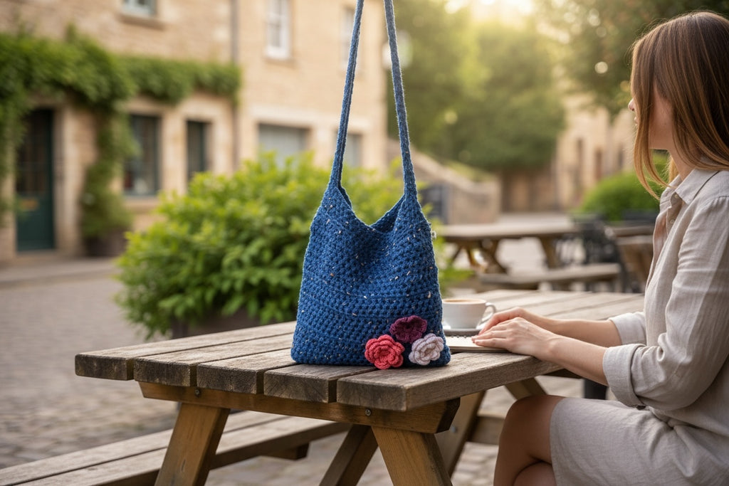 BOLSO BANDOLERA MEDIANA TEJIDA A CROCHET