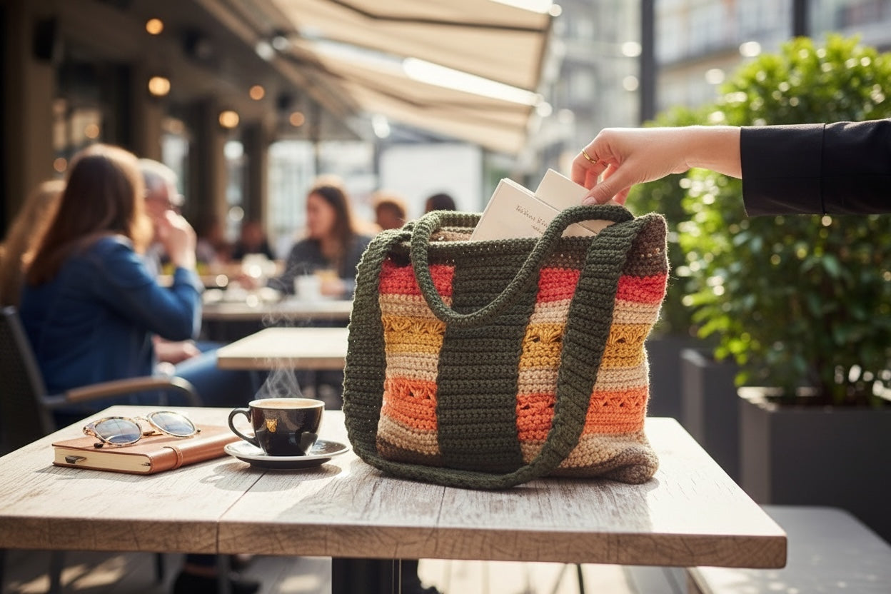 BOLSO TEJIDO A CROCHET DOBLE ASA