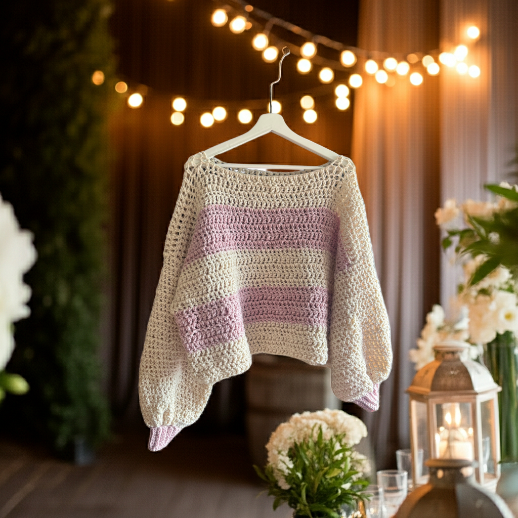 Jersey Crochet Oversized Beige Lavanda