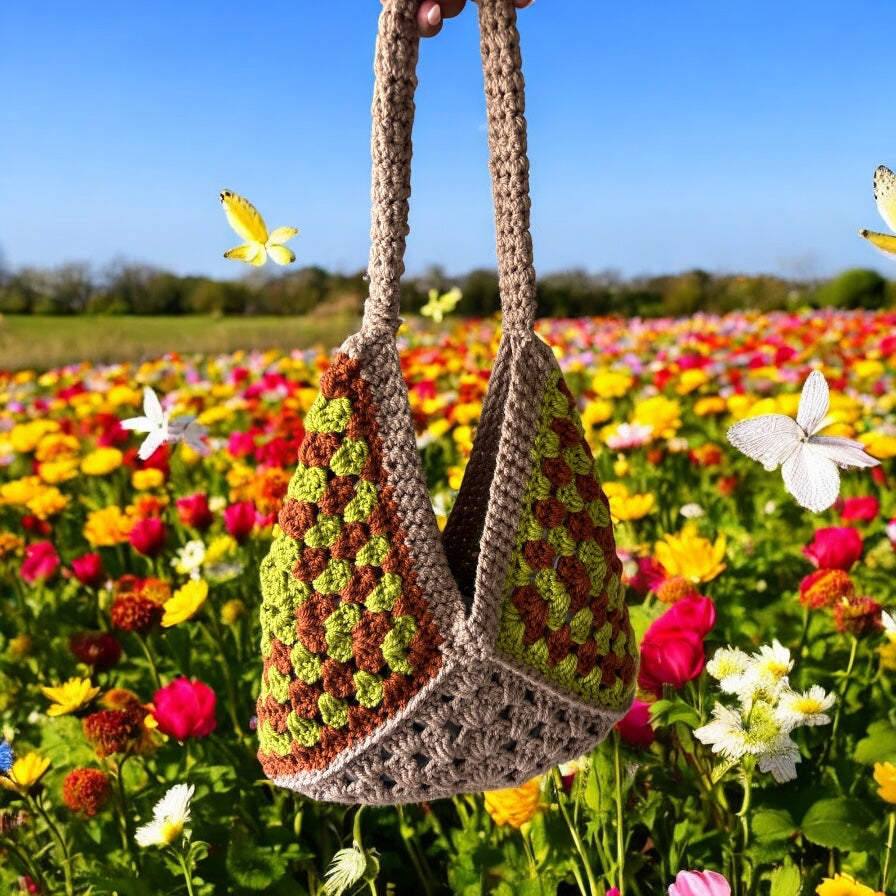 BOLSO DISEÑO GRANNY TEJIDO A CROCHET