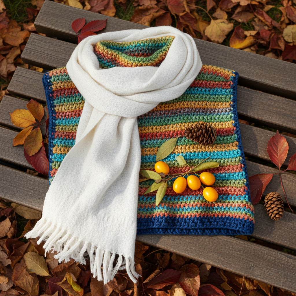 Poncho Crochet Arcoíris Cuello Alto