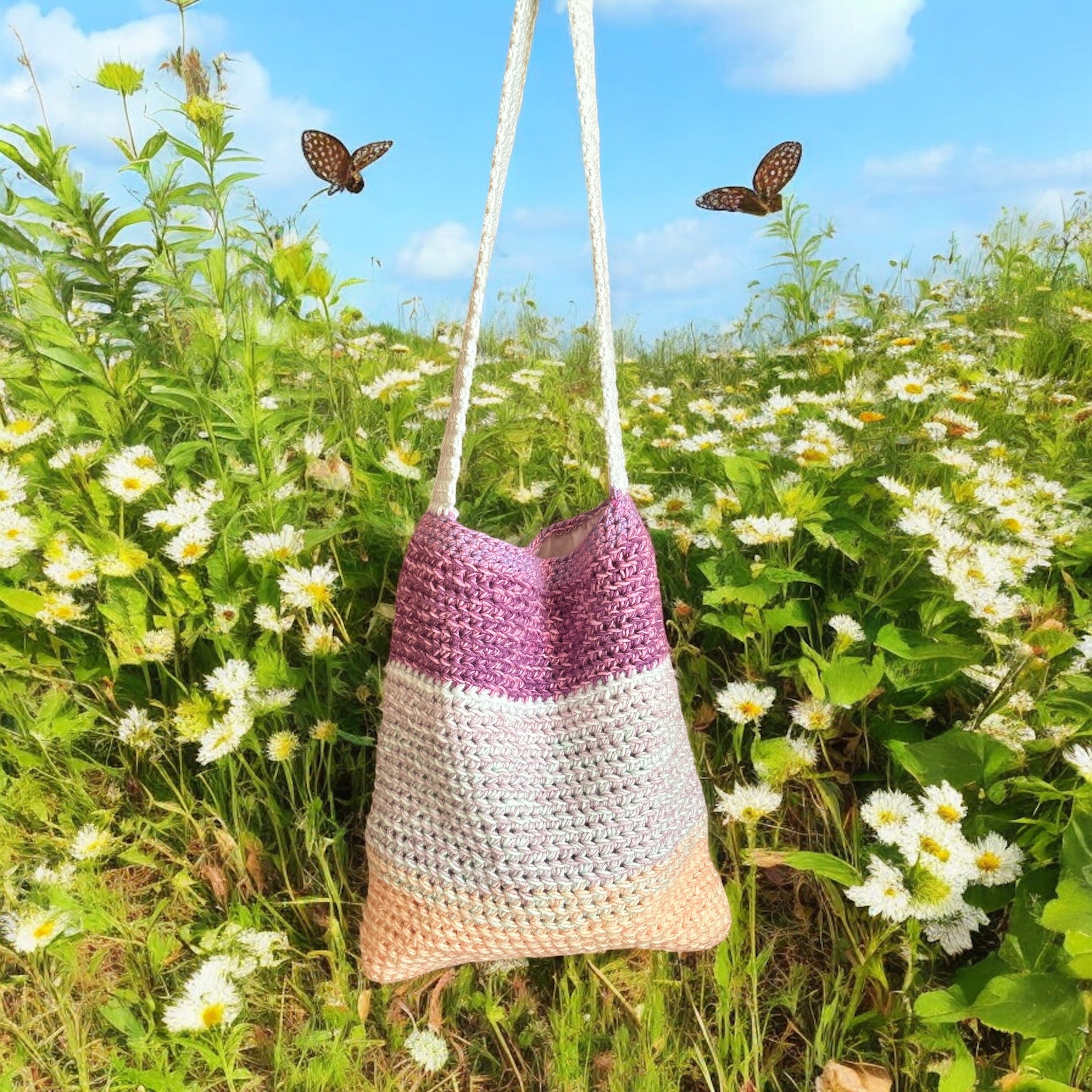BOLSO TEJIDO A CROCHET ESTILO BANDOLERA CON MINI CARTERA