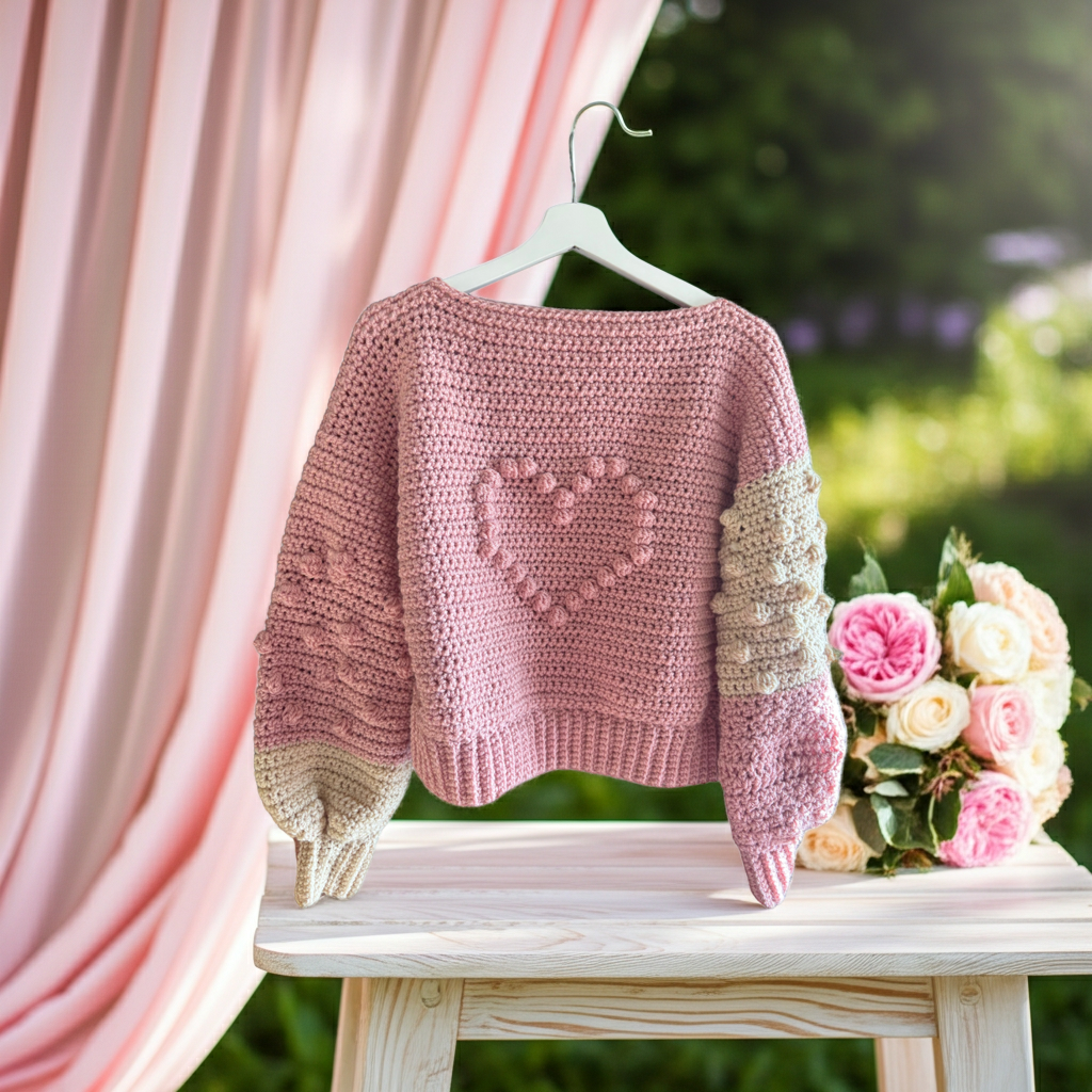 Suéter Crochet Corazón Chunky