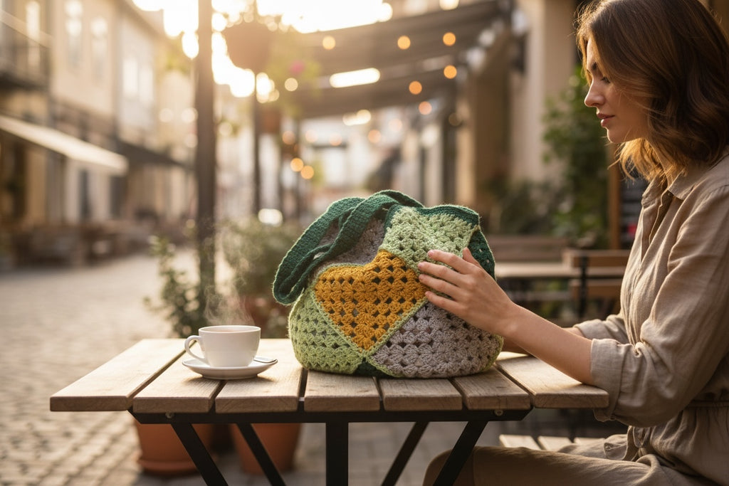 BOLSO DISEÑO GRANNY HECHO A MANO
