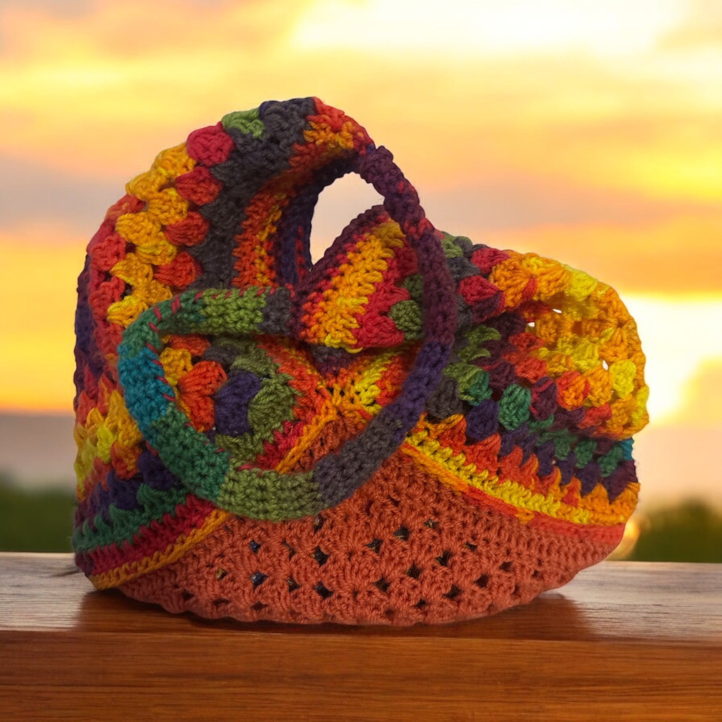 BOLSO DISEÑO GRANNY TEJIDO A CROCHET