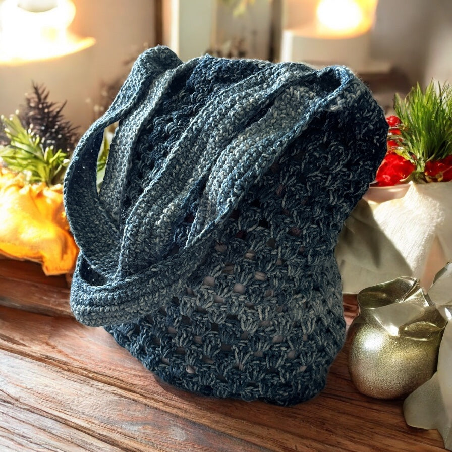BOLSO TEJIDO ESTILO PUNTADA GRANNY HECHO A MANO
